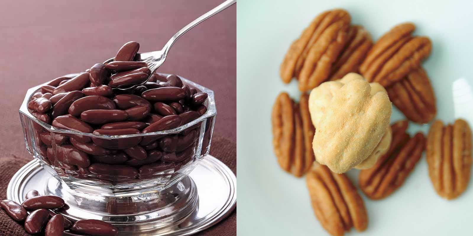 柿の種チョコ マミング 角箱とピーカンナッツチョコレート 角箱の【角